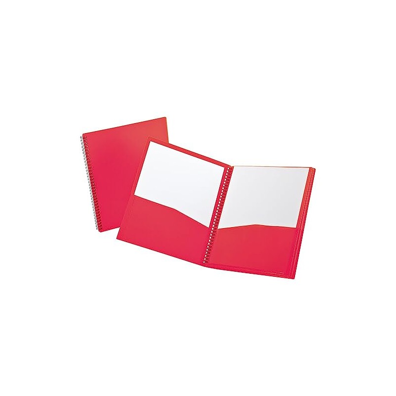Oxford Pocket Folder, Duotang 8-Compartment Plastic Organizer, Letter Size, Ruby