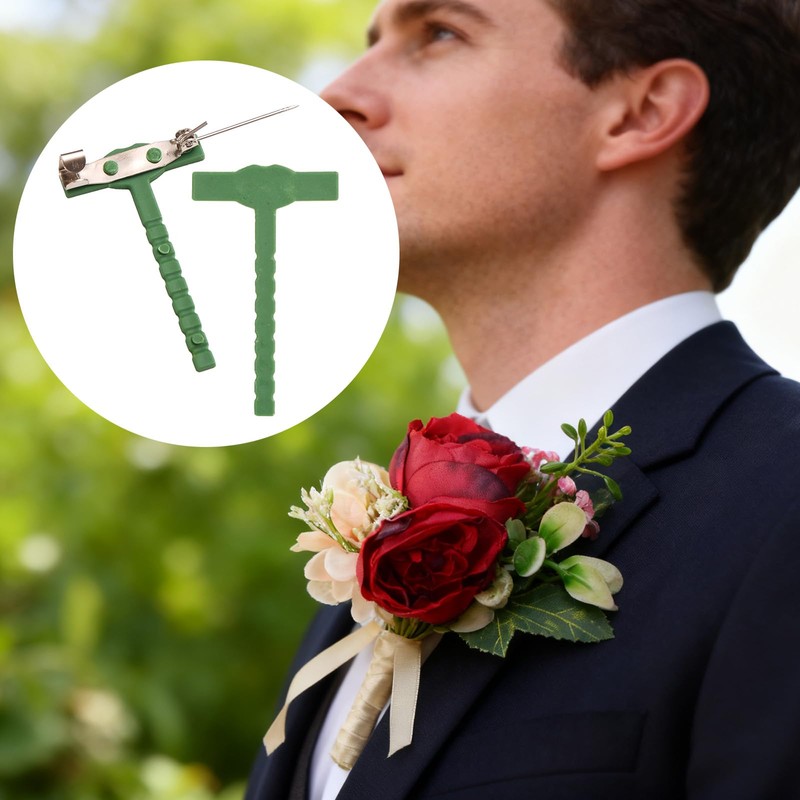 12pcs Boutonniere Pins for Men, T-Shaped Corsage Pins