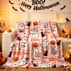Halloween Pink Ghost Blanket Throw, Pumpkin Black Cat Throw Decor