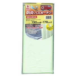 MEIWA 防炎バスカーテン 130cm幅×178cm丈 ライトグリーン NVS-400