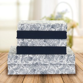 Elegant Comfort Amelia Paisley Printed 4-Piece Sheet Set, Deep Pocket 1500 Thread Count, Fade, Stain, and Wrinkle Resistant, Fitted Sheets with Smart Pockets, Paisley Sheet Set, Twin, Sapphire Navy