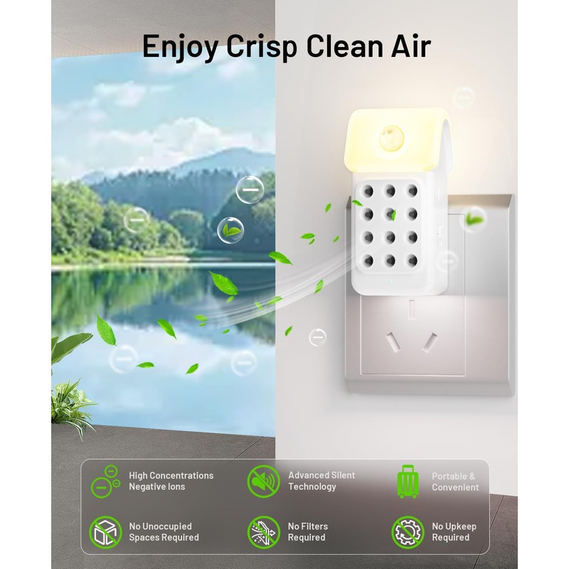 Sky Plug In Air Purifier for Home(3Packs), Negative Ion Air