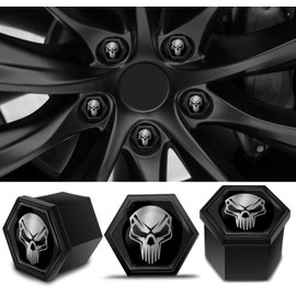 SkinoEu Wheel Bolts Wheel Nuts Rim Lock Nuts Caps Wheel Nut Covers Wheel Bolt Caps Wheel Nut Caps Plastic Covers Universal 17 mm Skull Black Silver NB 9
