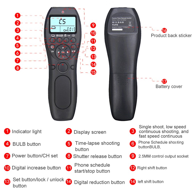 YouPro MC-292 DC0 Wireless Timing Shutter Remote Control for Nikon
