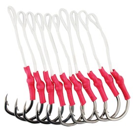 Assist Fishing Hooks-50pcs Live Bait Jig Assist 420 Stainless Steel Fishing Hooks with Strong PE Braid Fishing Line (3/0-50pcs)
