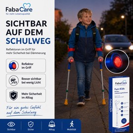 2 x FabaCare Crutch for Children, Forearm Crutch, Walking Aid, Height Adjustable, Lightweight Crutch, Children's Crutch up to 100 kg, Blue, Multicoloured