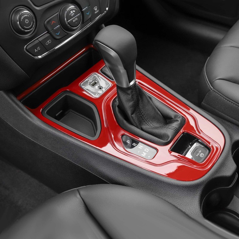RT-TCZ for Cherokee Red Gear Shift Panel Cover Trim for