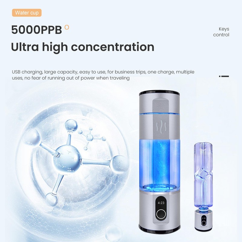 Alkadrops Portable Hydrogen Rich Water Maker Bottle 5000PPB Concentration PEM