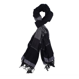 Cozzy Land Crinkle Scarf-Black-16 inches long x 68 inches wide