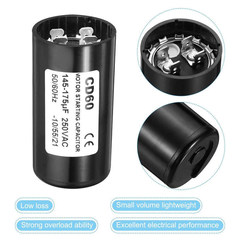 PATIKIL Motor Start Capacitor, 2 Pack 145-175uF/Mfd 250VAC 50/60Hz CD60