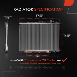 A-Premium Engine Coolant Radiator with Transmission Oil Cooler Compatible with Nissan Frontier 2001-2004 Xterra 2002-2004 V6 3.3L, Supercharged, Replace# 214601Z600, 214605S700