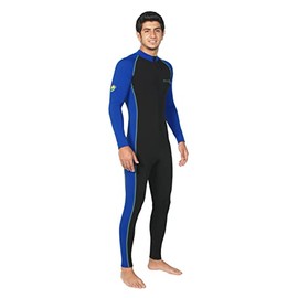 Men's Full Body UV Protection Swimsuit Stinger Suit Dive Skin Surf Suit UPF50+ Black Royal (US, Alpha, 3X-Large, Regular, Regular, Standard, Black Royal)