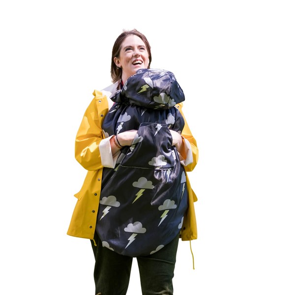 BundleBean - Babywearing All-Weather Waterproof Sling and Baby Carrier Cover (Silver Lightning) - Rain Cover with Fleece Lining, Universal Fit, Fits Front & Back Carriers, Protection from Rain & Wind