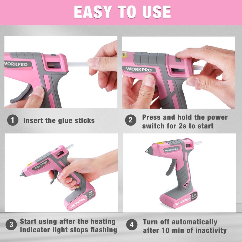 WORKPRO Glue Gun 7.2V, Corded & Cordless Using Hot Glue