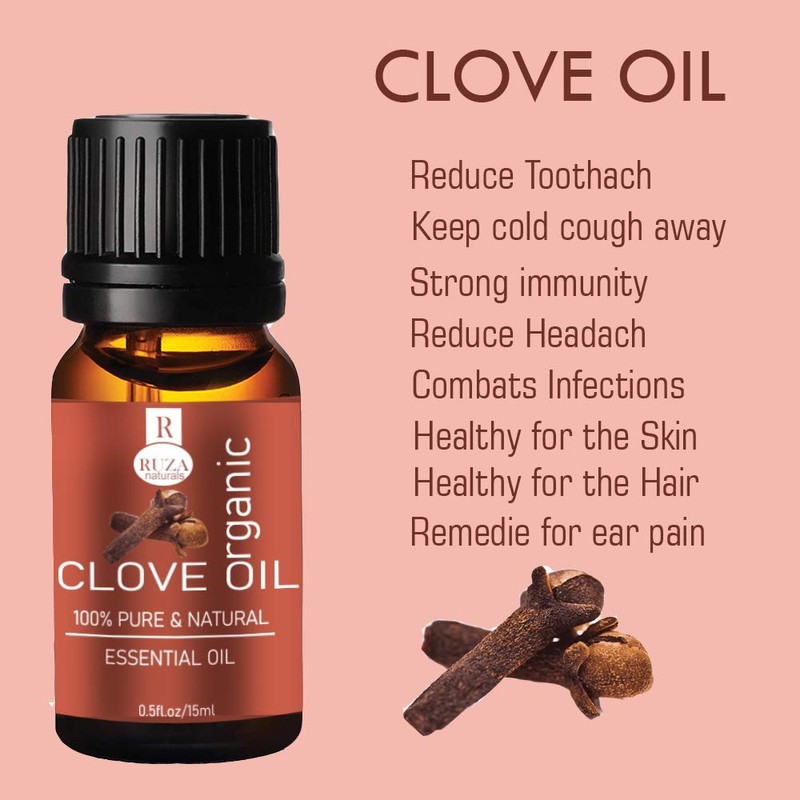Ruza Clove Essential Oil & Pure for Teeth,Skin and Hair-15ML