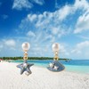 Asymmetric Starfish Shell Pearl Drop Earrings, Blue Enamel with Crystal