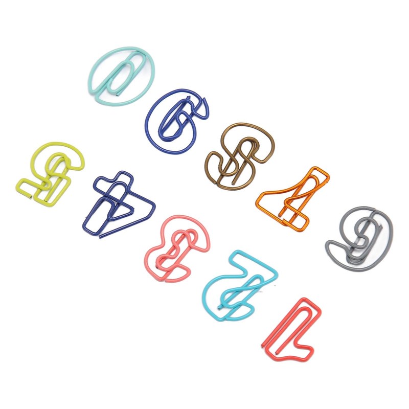 100 Cute Number Style Paper Clips Durable Metal File Organizer