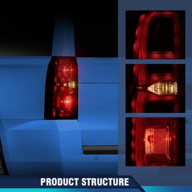 PIT66 LED Tail Lights Assembly Compatible with Chevy Suburban Tahoe 2015-2020 Red Lens Bulbs and Harness Included Left Driver Side Rear Lights Lamp Taillight Luz Trasera