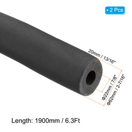 PATIKIL 7/8"(22mm) ID 2-7/16"(62mm) OD Pipe Insulation Foam Tube, 2Pcs 6.3Ft Pipe Insulation Tube Cover Wrapping for Outdoor Winter Irrigation