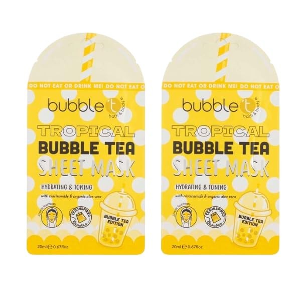 Bubble T Cosmetics Tropical Sheet Mask with Aloe Vera, Niacinamide