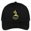 Trendy Apparel Shop Coffee Cup Embroidered Low Profile Deluxe Cotton Cap Dad Hat - Black