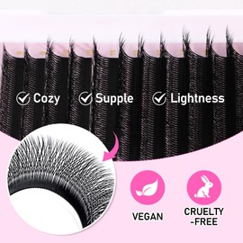 Arison Lashes Double Layers 5DW Shape Eyelash Extension Natural Soft Volume 0.07mm D Curl 8-15mm Mix Premade Fans Faux Mink Matte Black 12 rows