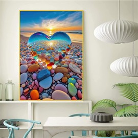 Diamond Painting for Adults and Children, 5D Diamond Painting Pictures Landscape Set, DIY Diamond Crystal Arts Craft Cross Embroidery Painting Kits Home Wall Decor (Beach 30 x 40 cm)