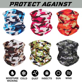 Seamless Bandanas, Scarves, Headbands, Gaiters, Balaclavas, Face Masks, Headgear, Multifunctional, Seamless, Elastic, UV-Resistant, for Yoga, Running, Hiking, Cycling, Motorcycling, Pack of 6, multicolour