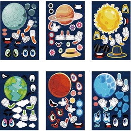 Pegatinas para Niños,36 pcs Pegatinas de Planeta Espacial,Calcomanias Decorativas de Alta Calidad HD Impermeables,Variedad de Combinaciones,La Artesanía Favorita para Niños de 4 a 10 Años. (Espacio)