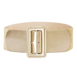 Hanna Nikole Women's Plus Size Retro 1950s Cinch Belt Stretchy Women's Belt Gold M