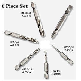 Drill Bit Set, Metal Drill Set, 5 Pieces 1/4 Inch Quick Change Hex Shank Metal Drill Short Drill Bit Set HSS M2, Stubby Drill Bit Set, 3/32, 1/8, 3/16, 1/4, 5/16 Inch + Screwdriver