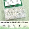 Keadic 360Pcs M5 White Nylon Plastic Pan Round Head Screws,