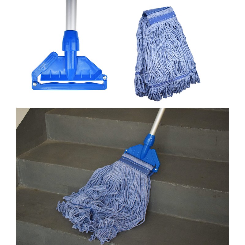 Mop Head Replacement Commercial Heavy Duty String Blue Wet Mop