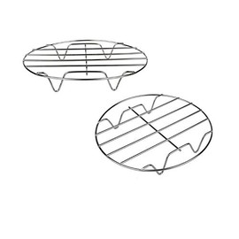 TamBee 2Pcs 7 Inch Air Fryer Rack Cooking Steaming Cooling Multi-Purpose 304 Stainless Steel Round Rack Cross Wire w Stand Cookware Fit for Air Fryer Pressure Cooker Canning (2,7Inch)