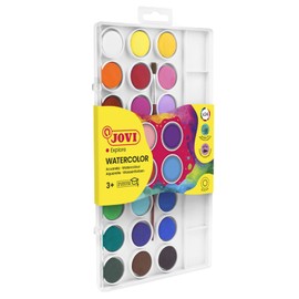 Jovi Wasserfarbkasten, 24 Wasserfarben mit Pinsel und Mischpalette, 1 stück (1er Pack)