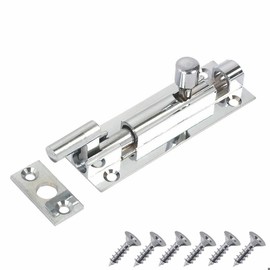 Polished Chrome Door Bolts Naked Door Bolts 75mm Door Latch with Screws Tower Bolt Locks for Bedroom Bathroom Toilet Shed Gate Cupboards and Cabinets Pack of 1.