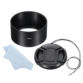 PATIKIL 62 mm Lens Hood Set, Long Focal Length, Frosted Interior, Anti-Glare with 67 mm Lens Cap and Cleaning Cloth for Camera Lens, Black