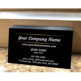 Simple Custom Premium Business Cards, Available 100,250,500,1000pcs, Full color 2sides - Black business cards with Two Sunny lines design-16pt (350gsm-Thick paper), Made in The USA