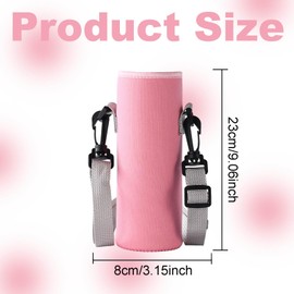 2 Pcs Water Bottle Carrier Bag Water Bottle Holder,Water Bottle Carrier with Shoulder Strap Water Bottle Holder for Daily Walking Hiking and Other Outdoor Activities 2 Colour (Black Pink)