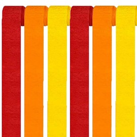 Vsosfiza Set of 6 Red, Orange and Yellow Crepe Paper Ribbons Party Decoration (4.5 cm x 25 m)
