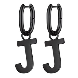 FOCALOOK Women's Girls Letter Hoop Earrings with Shiny Letters A to Z Stainless Steel Hanging Earrings for Wife/Girlfriend/Daughter for Birthday Valentine's Day Christmas, Stainless Steel, No