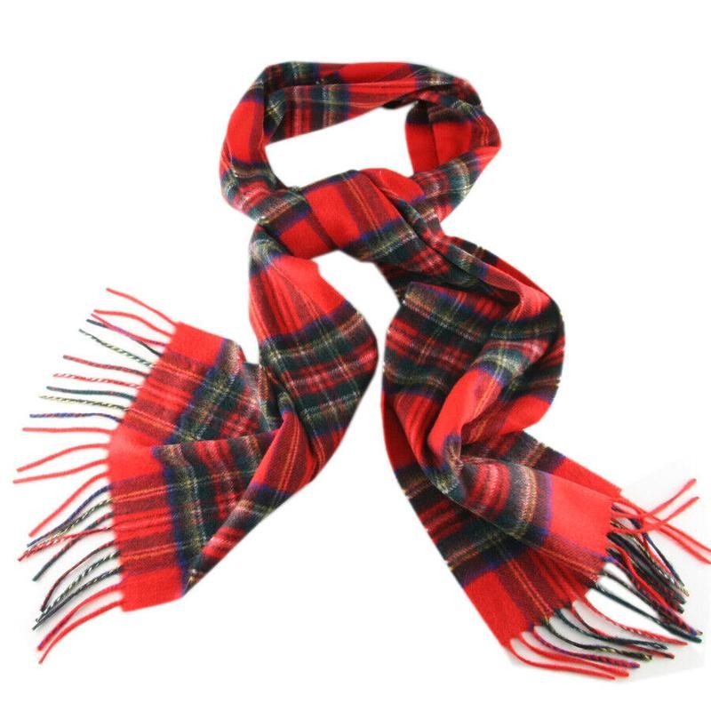 Winter Checked Plaid Wool 100% Cashmere Scotland Made Stripe Solid