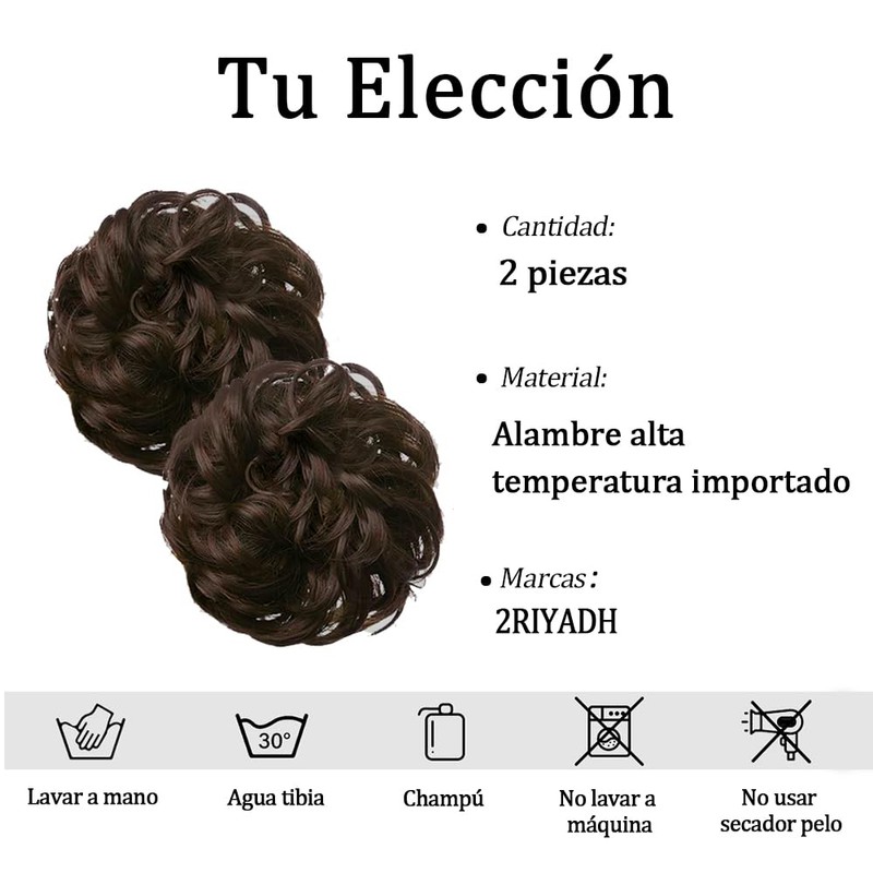 2 Piezas Extension de Cabello Moño Desordenado, Cabello Postizo Natural,