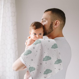 Susurration Muslin Cloths Baby Burp Cloths, Pack of 5, 100% Cotton Burp Cloths Baby for Boys and Girls, Soft, Breathable and Extremely Absorbent Muslin Cloth for Baby 60 x 60 cm (Blue Print)