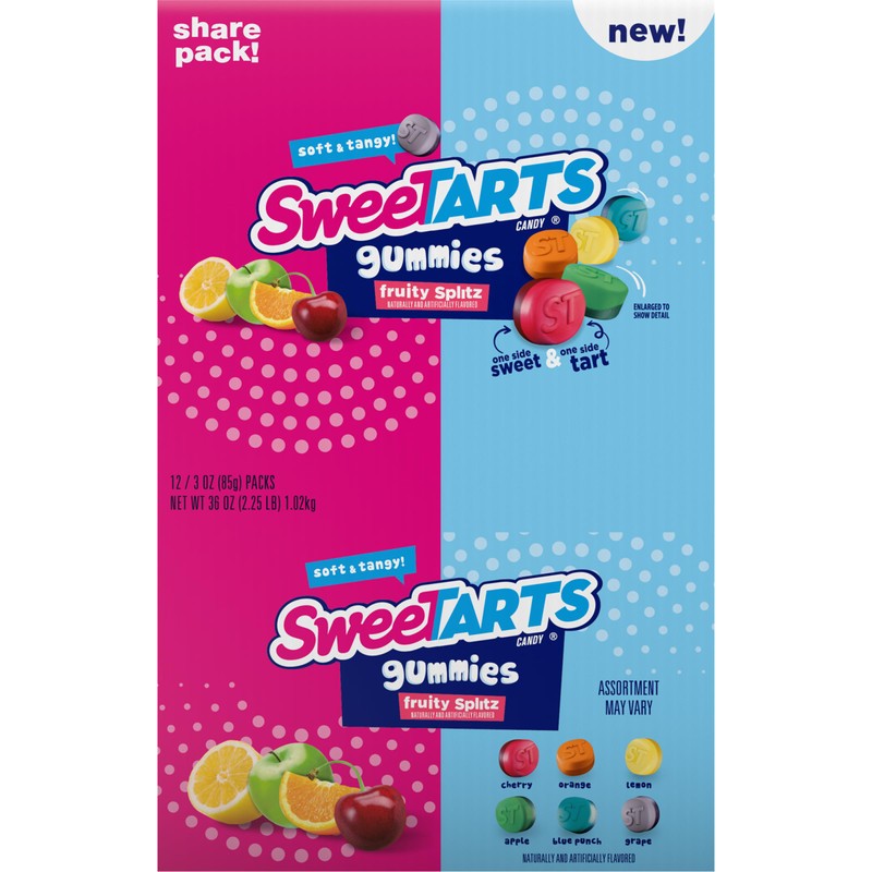 SweeTARTS Gummies Fruity Splitz, Candy, Sweet and Tart, Back to