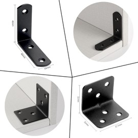 L-Shaped Metal Fittings, Set of 10, Angle Brackets, 1.6 x 1.6 x 0.6 inches (40 x 40 x 16 mm), 90 Degree Bracket, Corner Brace, Reinforcement Fittings, Joint Fittings, Stainless Steel, Rust-resistant