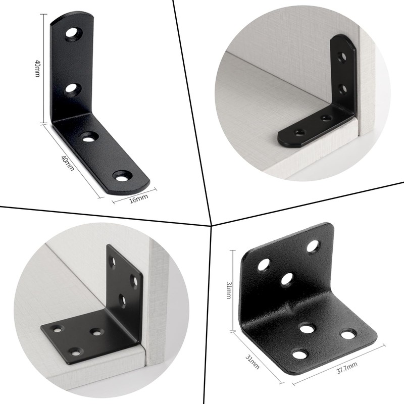 L-Shaped Metal Fittings, Set of 10, Angle Brackets, 1.6 x