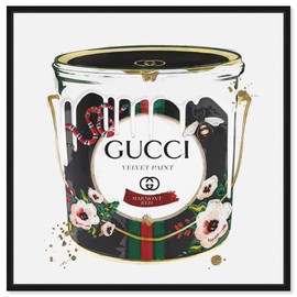 The Oliver Gal Artist Co. Fashion and Glam Framed Wall Art Canvas Prints 'Velvet Marmont Paint Cans Home Décor, 24" x 24"