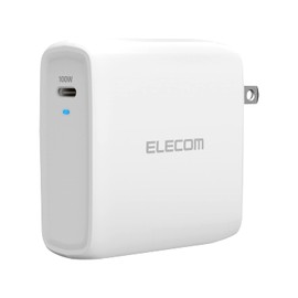 Elecom EC-YAC04WH USB Wall Charger, 100W (USB PD Compatible), Type C x 1, Swing-Type Plug, White