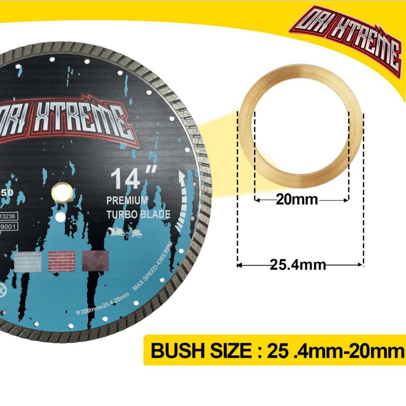 ORIXTREME 14Inch Diamond Saw Blade,Turbo Rim General Purpose Blade Dry/Wet